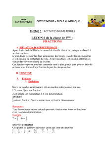 Fractions : Leçon de Mathématiques 6ème