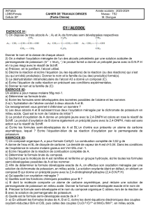 Chimie Organique: Alcools, Amines, Acides - Exercices TS2