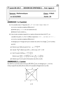 Devoir de Synthèse Mathématiques 4ème Math