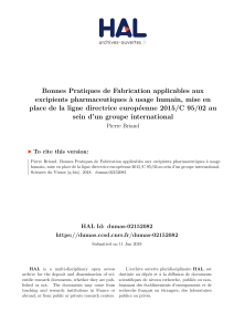 BPF Excipients Pharmaceutiques: Mise en Place Directive Européenne