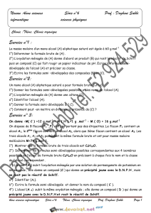 Exercices de chimie organique 4ème sciences