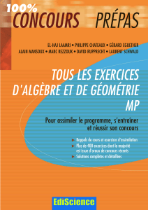 Exercices d'algèbre et géométrie MP