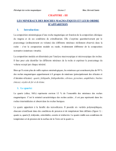 Pétrologie des roches magmatiques : Minéraux et ordre d'apparition