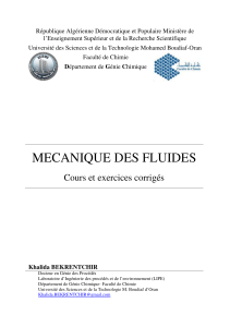 Mécanique des Fluides: Cours et Exercices Corrigés