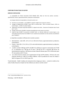 Exercice Comptabilité Analytique ELVIN KINANO SARL