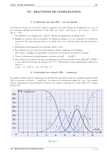 TD Réactions de Complexation: Chimie CPGE