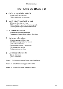 Notions de base en électrotechnique I, U