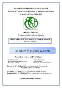 Échecs en prothèse conjointe: Mémoire de médecine dentaire