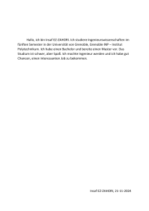 Insaf EZ-ZAHORI: Ingenieurstudium in Grenoble