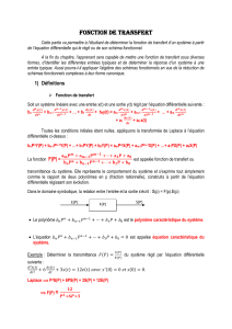 Fonction de transfert : cours d'automatique