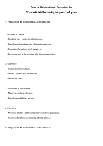 High School Math Course Syllabus: Seconde & Terminale