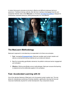 MaxLearn: AI-Driven Microlearning for Corporate Training