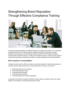 Effective Compliance Training for Brand Reputation