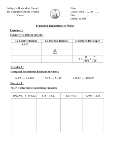 Évaluation diagnostique Maths EB6