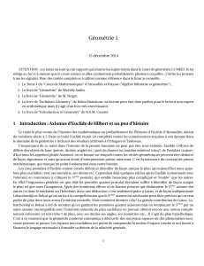 Géométrie : Axiomes d'Euclide et de Hilbert