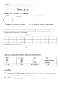 Exercices Pourcentages, Fractions, Décimaux