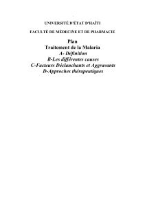 Traitement de la Malaria: Plan Détaillé