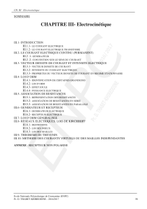 Cours d'&eacute;lectrocin&eacute;tique : Courant, Loi d'Ohm, Kirchhoff