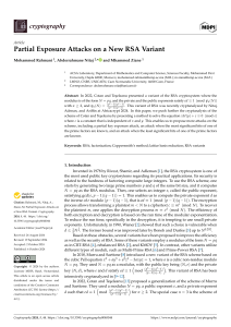 Partial Exposure Attacks on RSA Variant