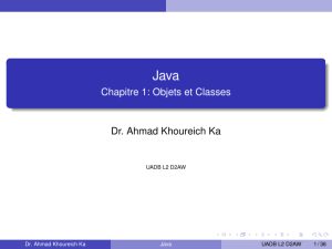 Java : Objets et Classes - Présentation