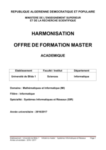 Master SIR - Université Blida 1: Systèmes Informatiques et Réseaux