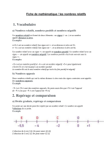 Nombres Relatifs : Fiche de Mathématiques pour le Collège