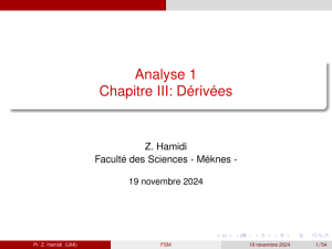 Dérivées : Analyse 1 - Chapitre III