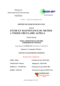 Etude et Maintenance Métier à Tisser Circulaire Alpha 6