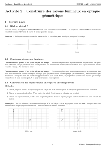 Optique Géométrique : Construction de Rayons Lumineux
