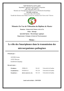 Smartphones et transmission de microorganismes pathog&egrave;nes