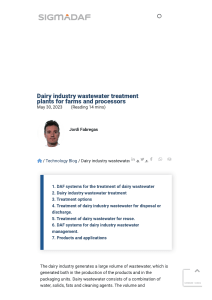 Dairy Wastewater Treatment: Plants & Processors