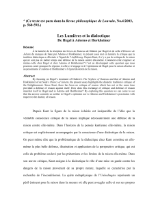 Lumi&egrave;res et dialectique: Hegel, Adorno & Horkheimer
