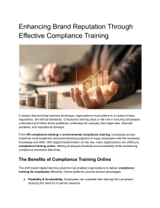 Effective Compliance Training: Enhancing Brand Reputation