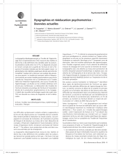 Dysgraphie et rééducation psychomotrice : Données actuelles