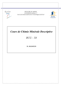Chimie Minérale Descriptive - Cours BCG S4
