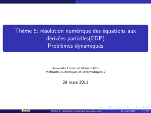 Résolution Numérique des EDP : Problèmes Dynamiques