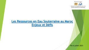 Ressources en Eau Souterraine au Maroc: Enjeux et Défis