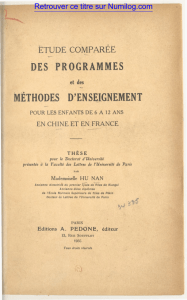 Programmes et méthodes d'enseignement Chine-France (6-12 ans)