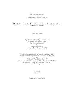 Th&egrave;se: Mod&egrave;le de structuration des relations lexicales