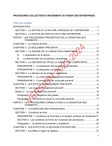 Procédures Collectives d'Apurement du Passif des Entreprises