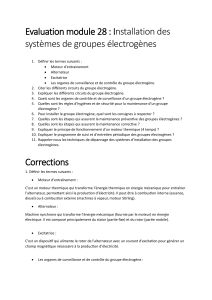 Groupes électrogènes : Installation et Maintenance - Évaluation