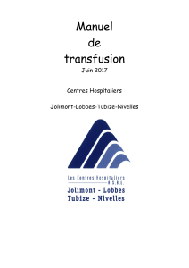 Manuel de Transfusion - Jolimont-Lobbes-Tubize-Nivelles