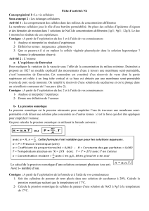 Echanges Cellulaires : Fiche d'Activités Biologie