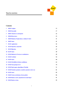 Exo7 : Table des matières des exercices de mathématiques