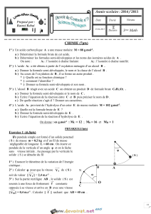 Devoir Chimie-Physique 3ème Math : Acides, Pendule, Mouvement