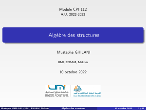 Alg&egrave;bre des structures : Th&eacute;orie des ensembles et relations