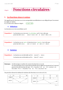 Fonctions circulaires : Cours de maths 1ère TIE1