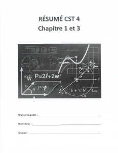 Aide-mémoire CST 4 : Chapitres 1 et 3