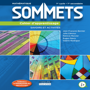 Mathématiques 1re Secondaire: Cahier d'Apprentissage