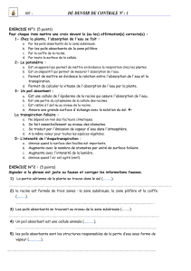 Exercices Biologie Végétale : Absorption et Transpiration